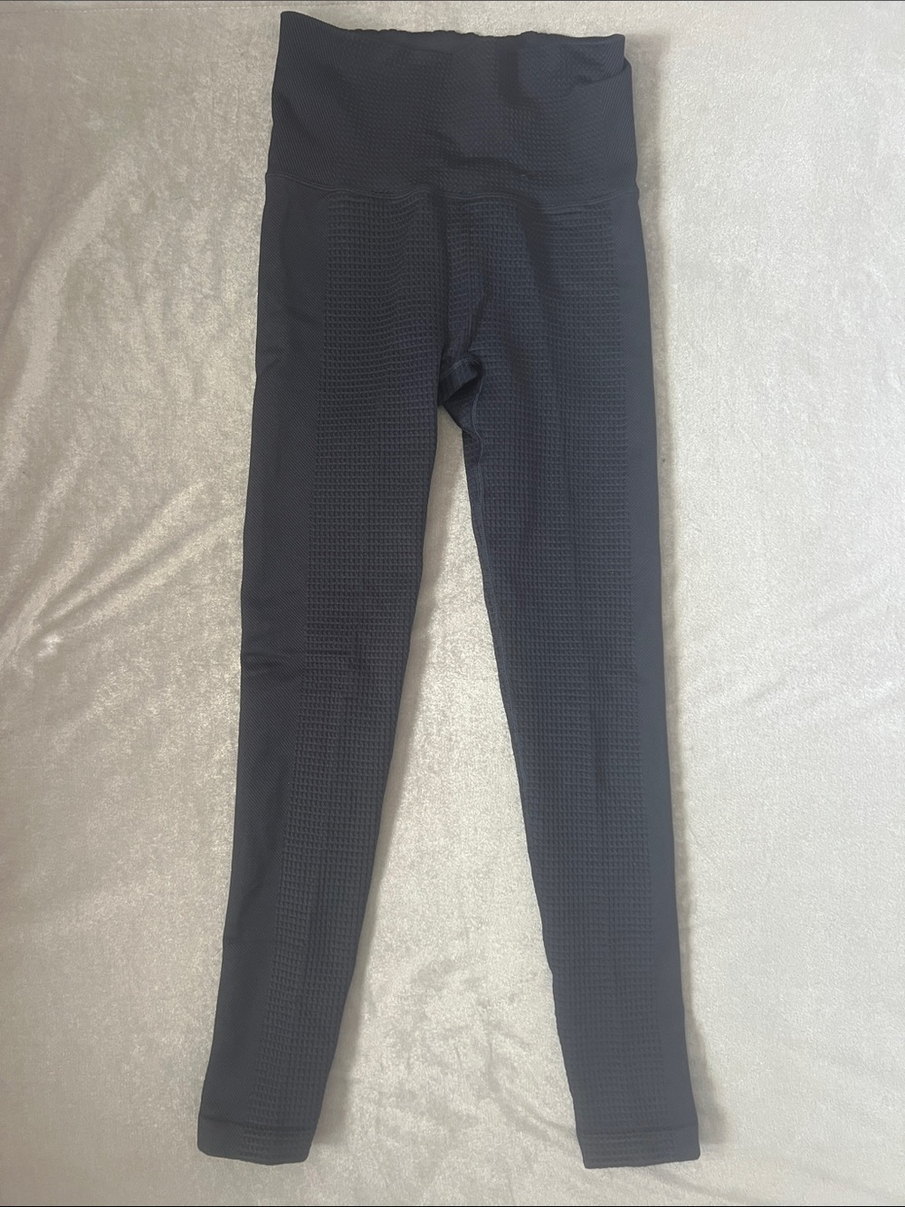 High-Rise Black Textured Women's Leggings